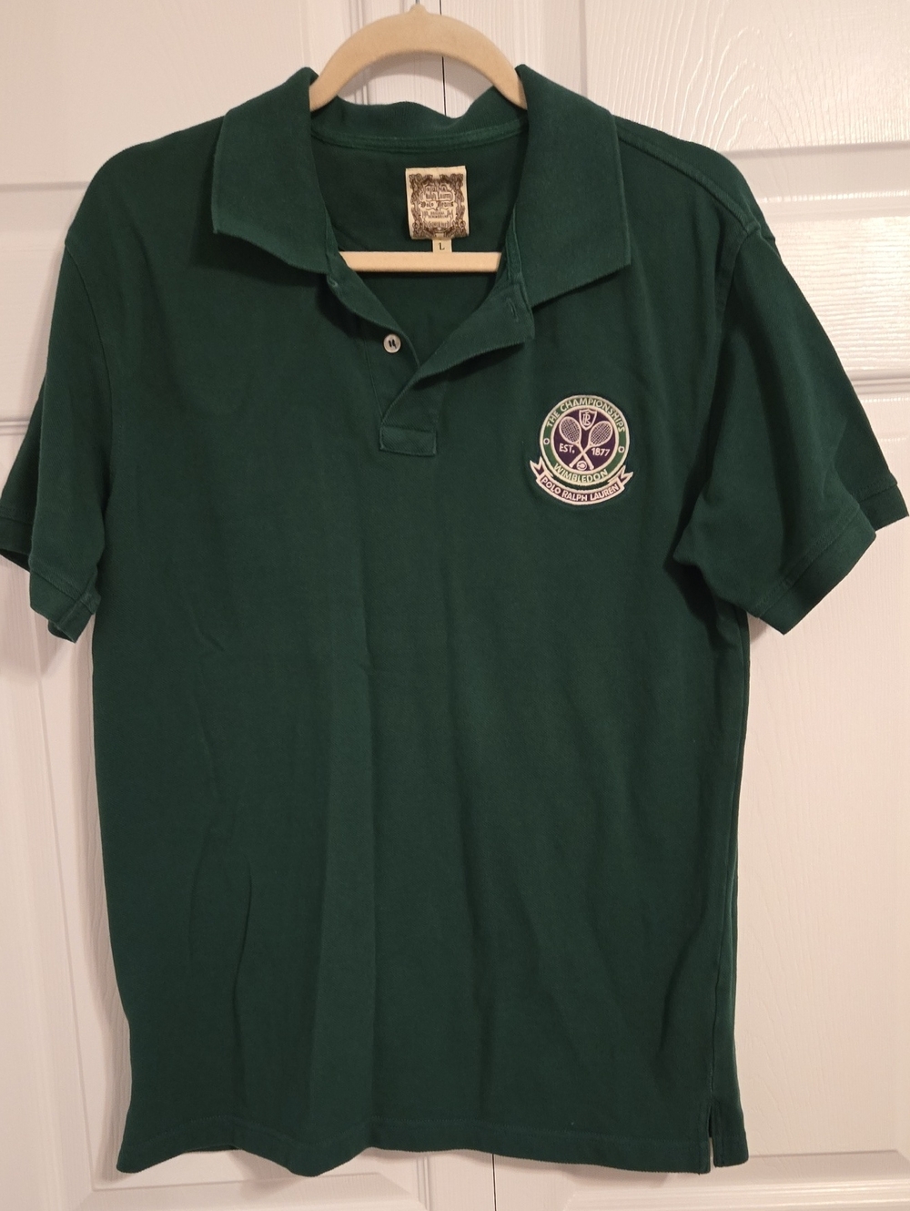 Vintage Polo Ralph Lauren Polo Shirt Green Wimbledon Tennis Crest Made USA